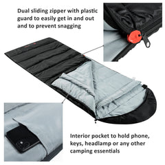 Alpine Swiss sleeping bag with water-resistant shell protects against wind and moisture outdoors.