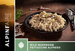 AlpineAire Fettuccine Alfredo ready to eat after adding water, ideal for hiking.