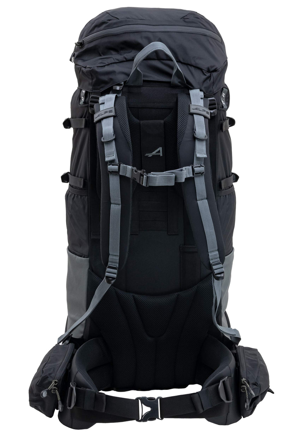 ALPS Mountaineering Caldera 90L back panel highlights breathable comfort on long hikes.