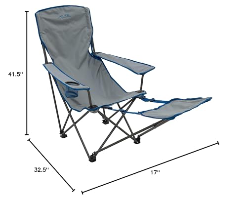ALPS Escape Lounge with adjustable armrests and cup holder for beverages outdoors.