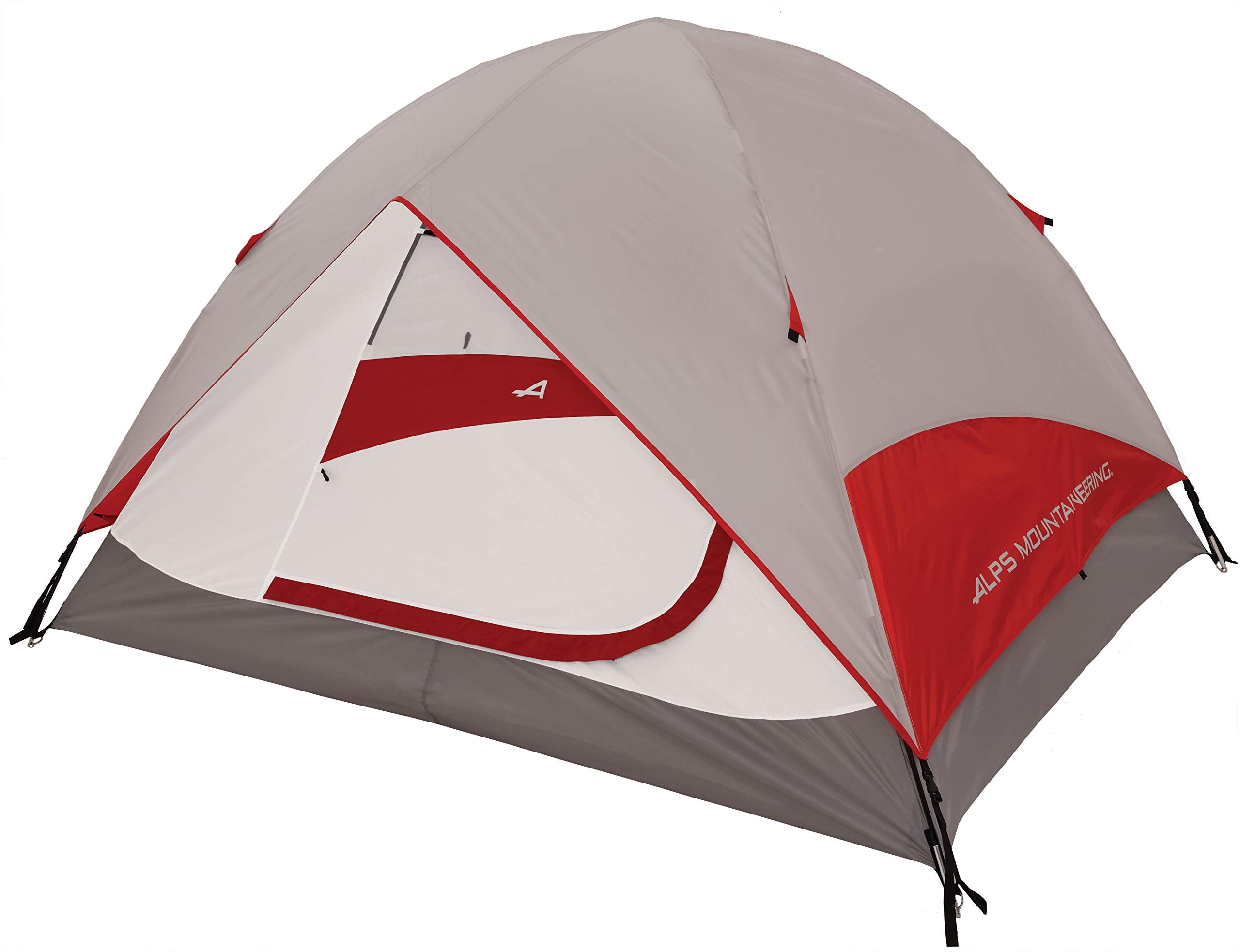 ALPS Meramac exterior gray-red tent view showing weather-ready design and awning over doors