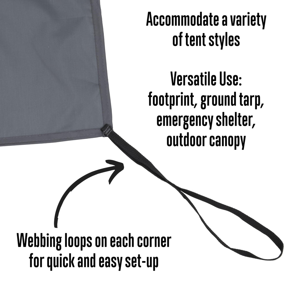 ALPS Mountaineering 4-Person Footprint corner attachments close-up for steadier setup on uneven ground.