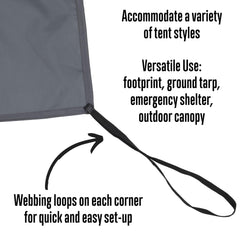 ALPS Mountaineering 4-Person Footprint corner attachments close-up for steadier setup on uneven ground.