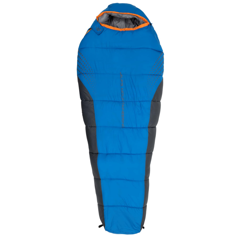 ALPS Mountaineering Blaze 20° sleeping bag in winter camping setup highlighting warmth