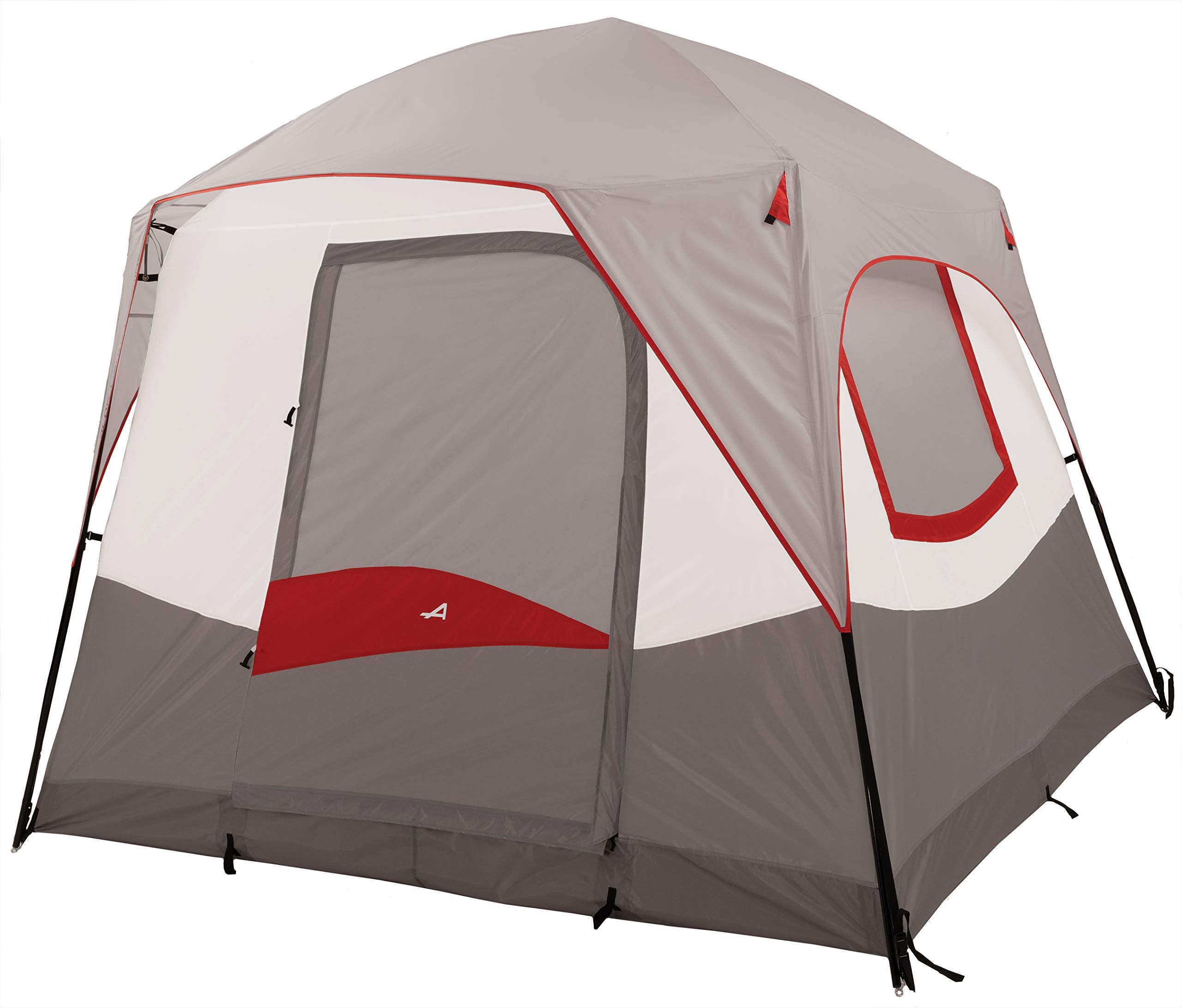 ALPS Mountaineering Camp Creek 4P tent front entrance view; spacious interior for gear and lounging.