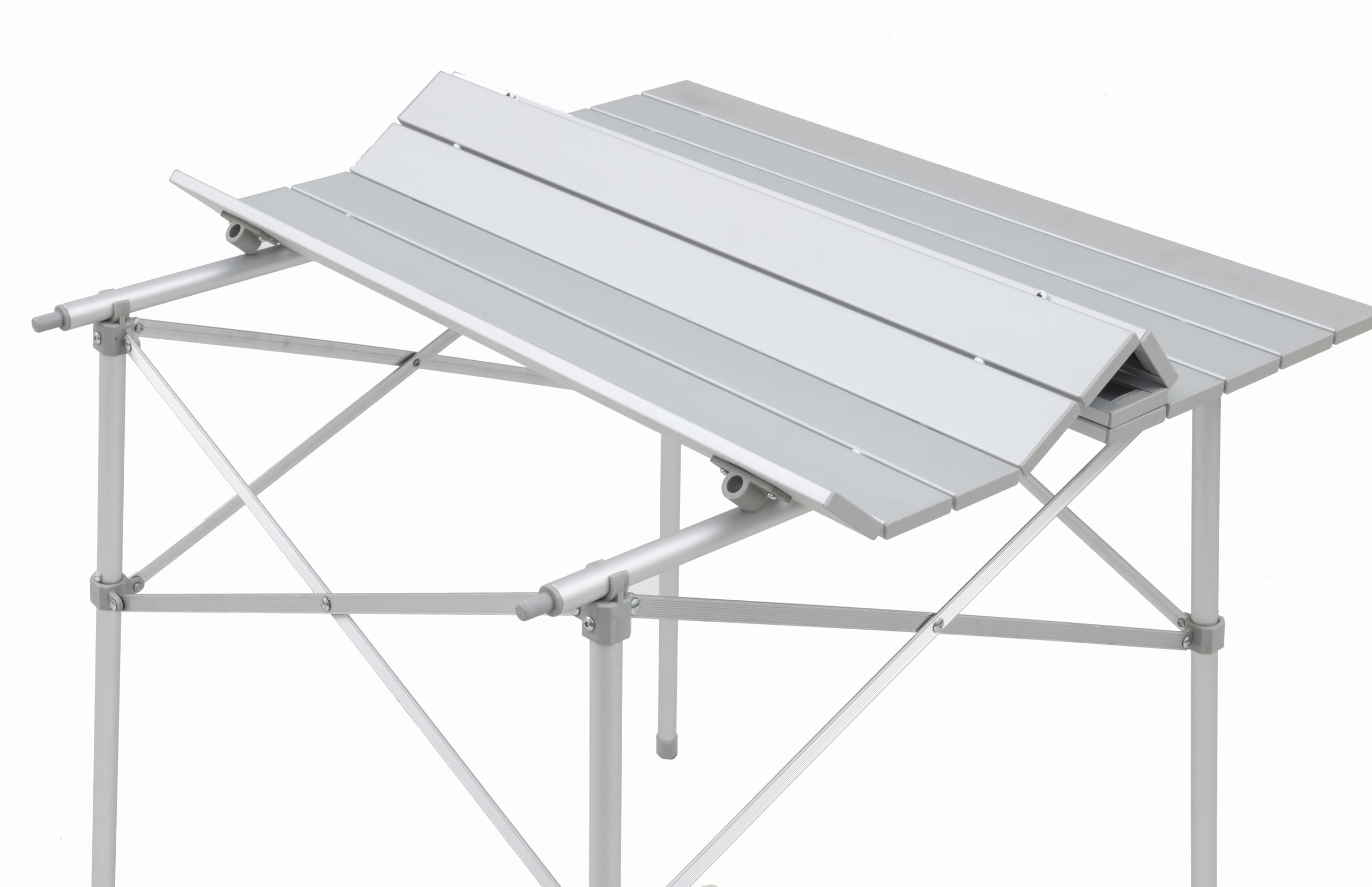 ALPS Mountaineering Camp Table aluminum frame supports durable outdoor use.