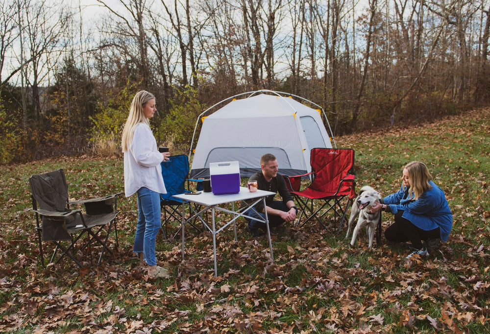 ALPS Mountaineering Camp Table easy-to-clean surface supports quick cleanup after use.