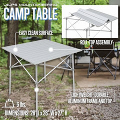 ALPS Mountaineering Camp Table folded compact for easy transport and storage.