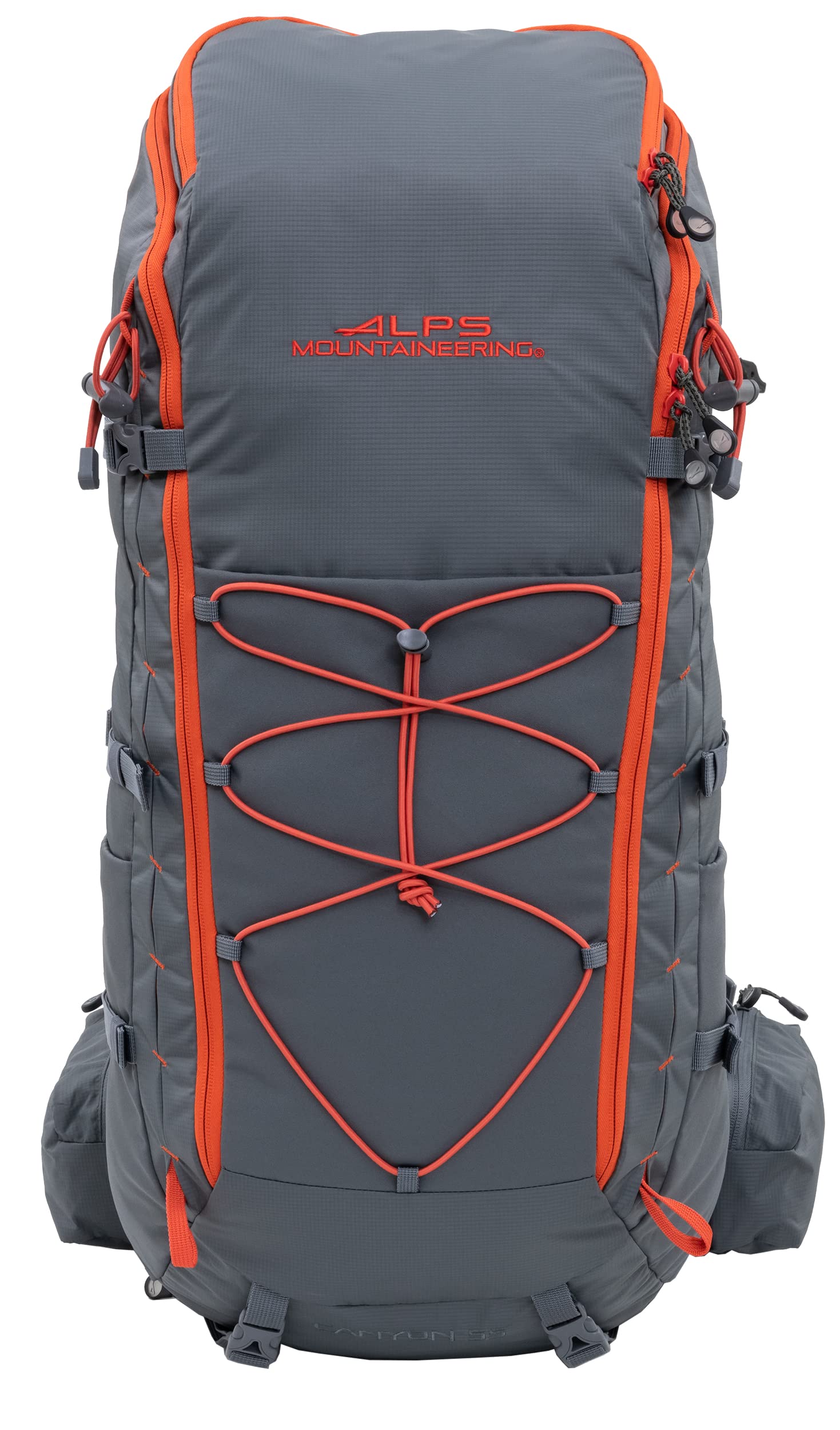 ALPS Mountaineering Canyon 55L rain cover storage for weather protection.