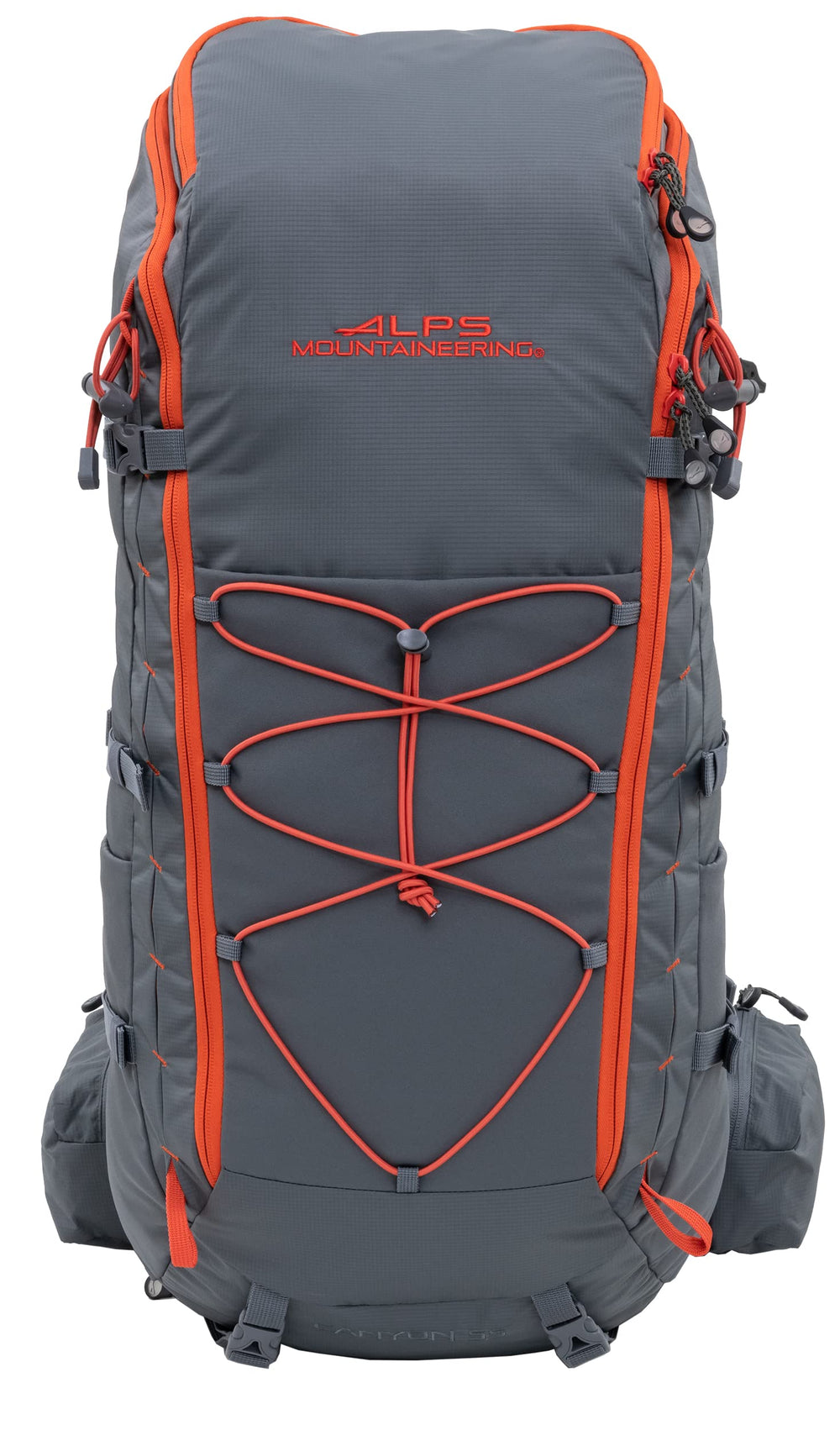 ALPS Mountaineering Canyon 55L rain cover storage for weather protection.