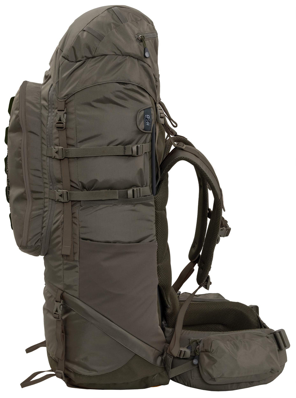 ALPS Mountaineering Cascade 90L pack hydration port on the left side for easy sipping.