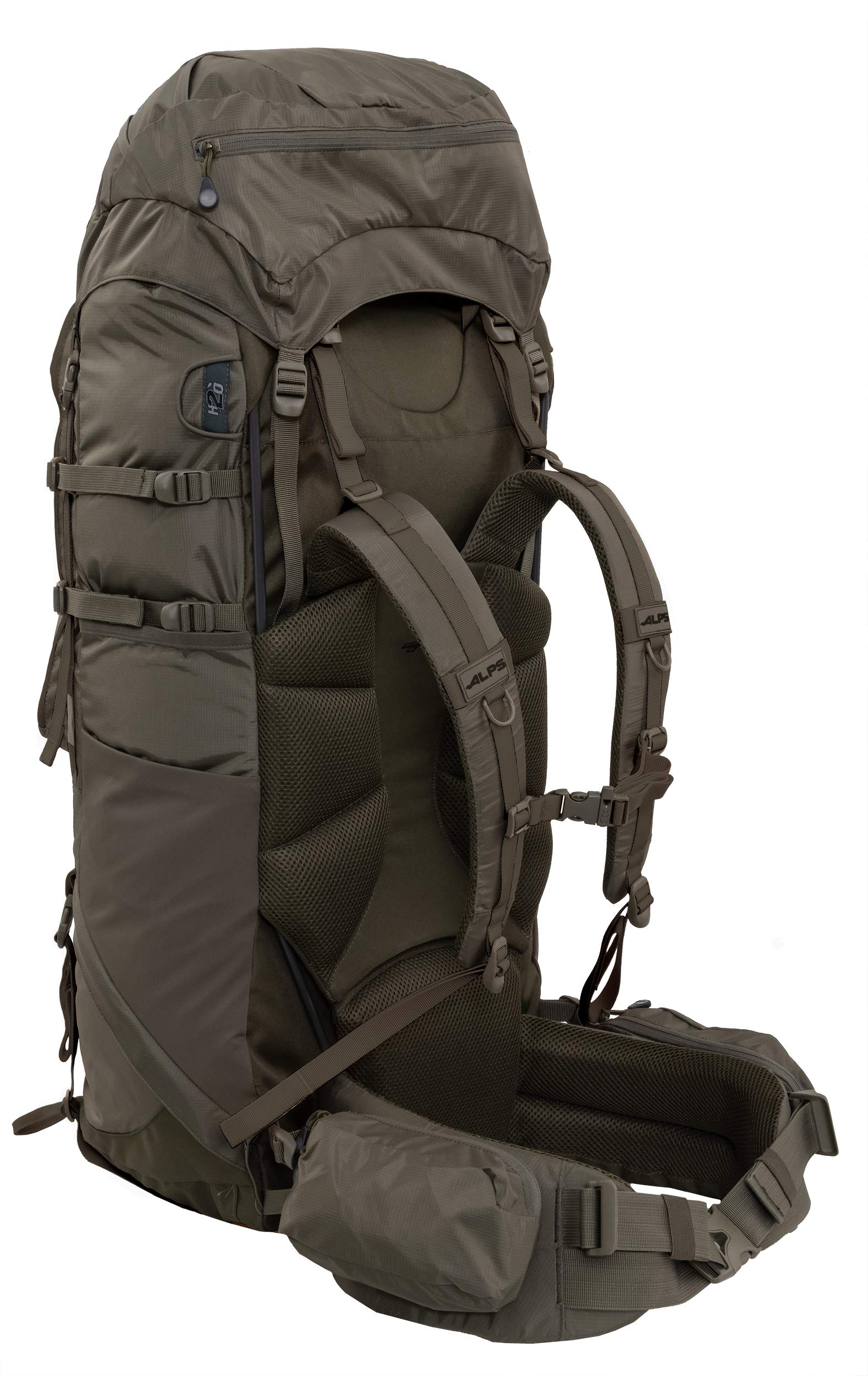 ALPS Mountaineering Cascade 90L pack top-loading lid for quick access.