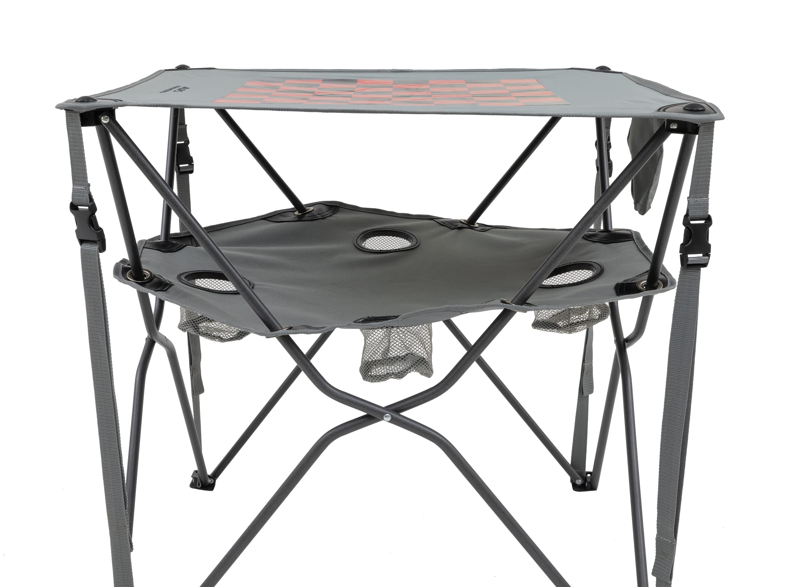 ALPS Eclipse Table lower level beverage holders prevent spills during gatherings.