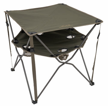 ALPS Eclipse Table clay top view demonstrates a two-tier setup for meals and drinks