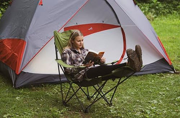 ALPS Mountaineering Escape Lounge Chair footrest extended for relaxed camping or backyard lounging
