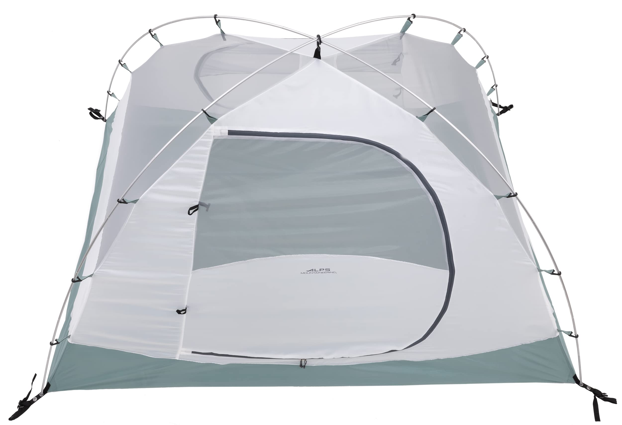 Rainfly buckles provide adjustable weather protection for gear and campers.