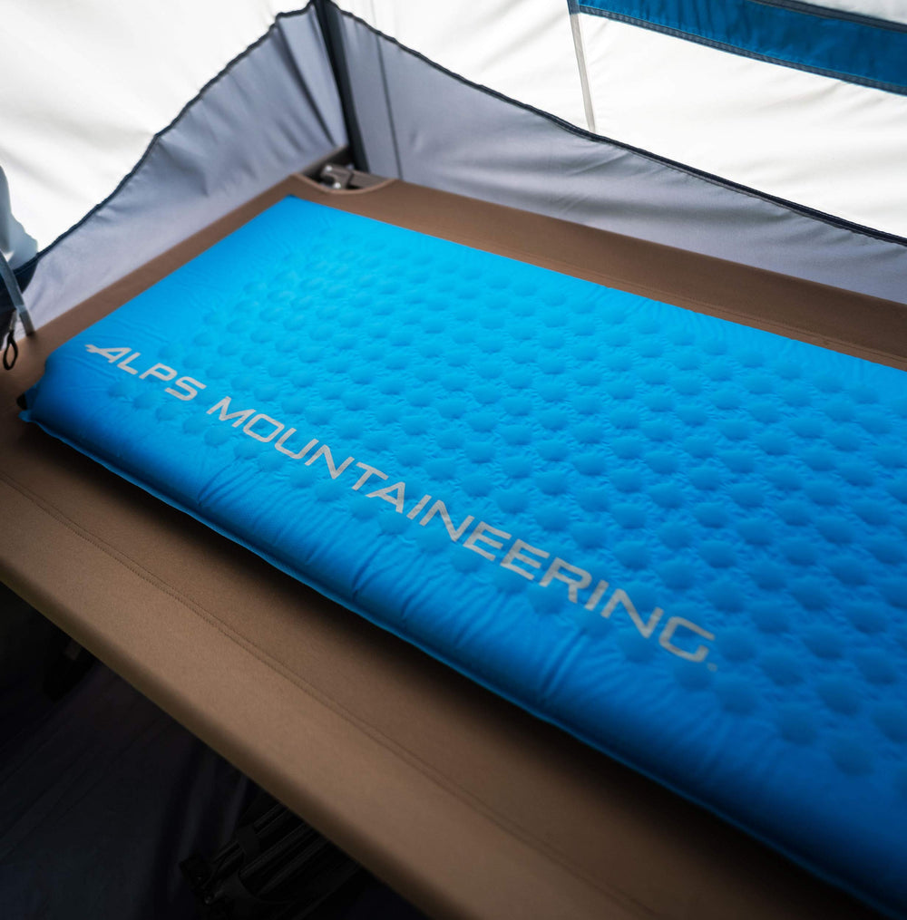 ALPS Mountaineering Flexcore pad packed in its stuff sack for easy travel