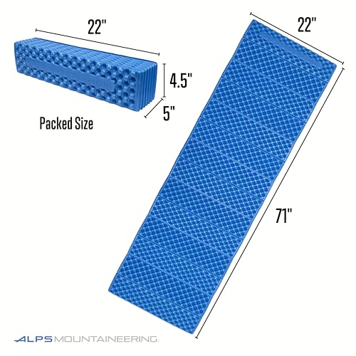 ALPS Mountaineering foam mat packed flat shows ultra lightweight travel readiness