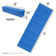 ALPS Mountaineering foam mat packed flat shows ultra lightweight travel readiness