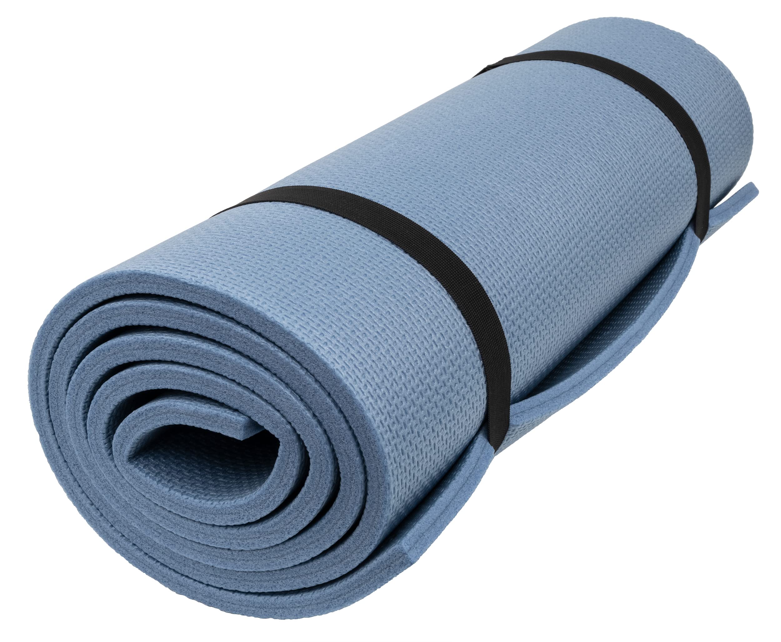 ALPS Mountaineering Foam Mat XL 625 slate blue, in-use on ground provides insulation and grip