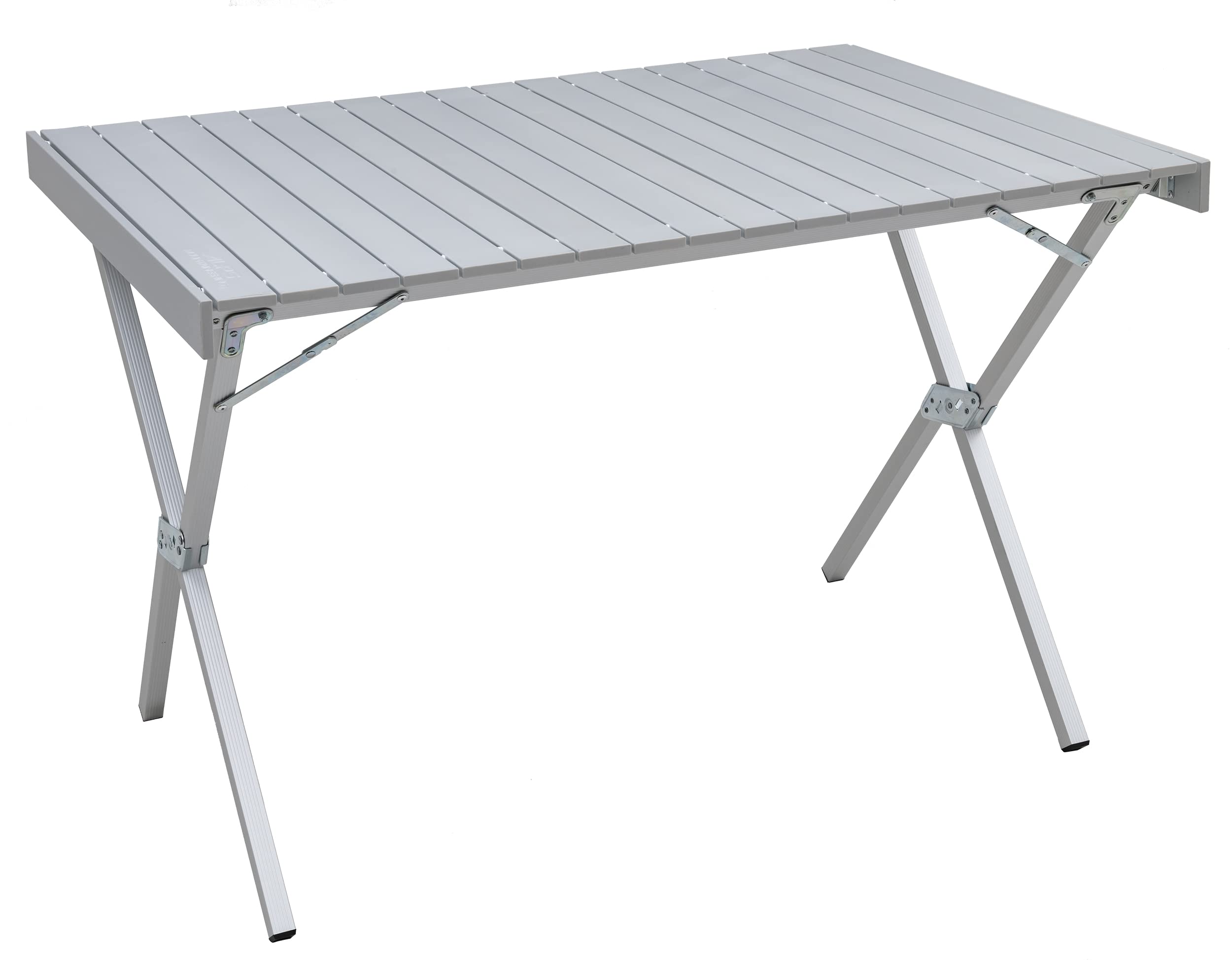 ALPS Mountaineering roll-top folding table for easy cleanup and compact storage.