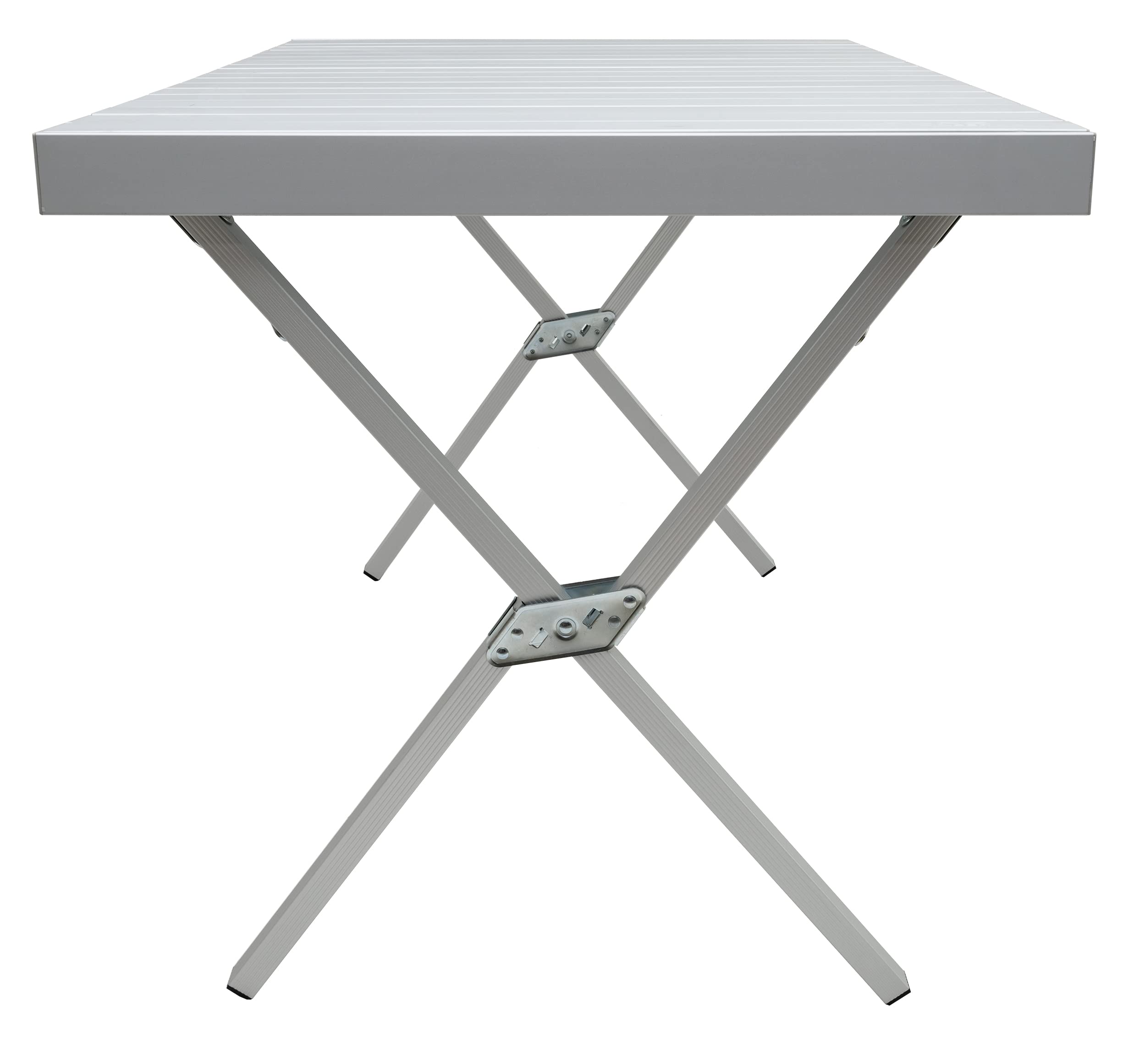 ALPS Mountaineering folded table with a silver finish for durable outdoor use.