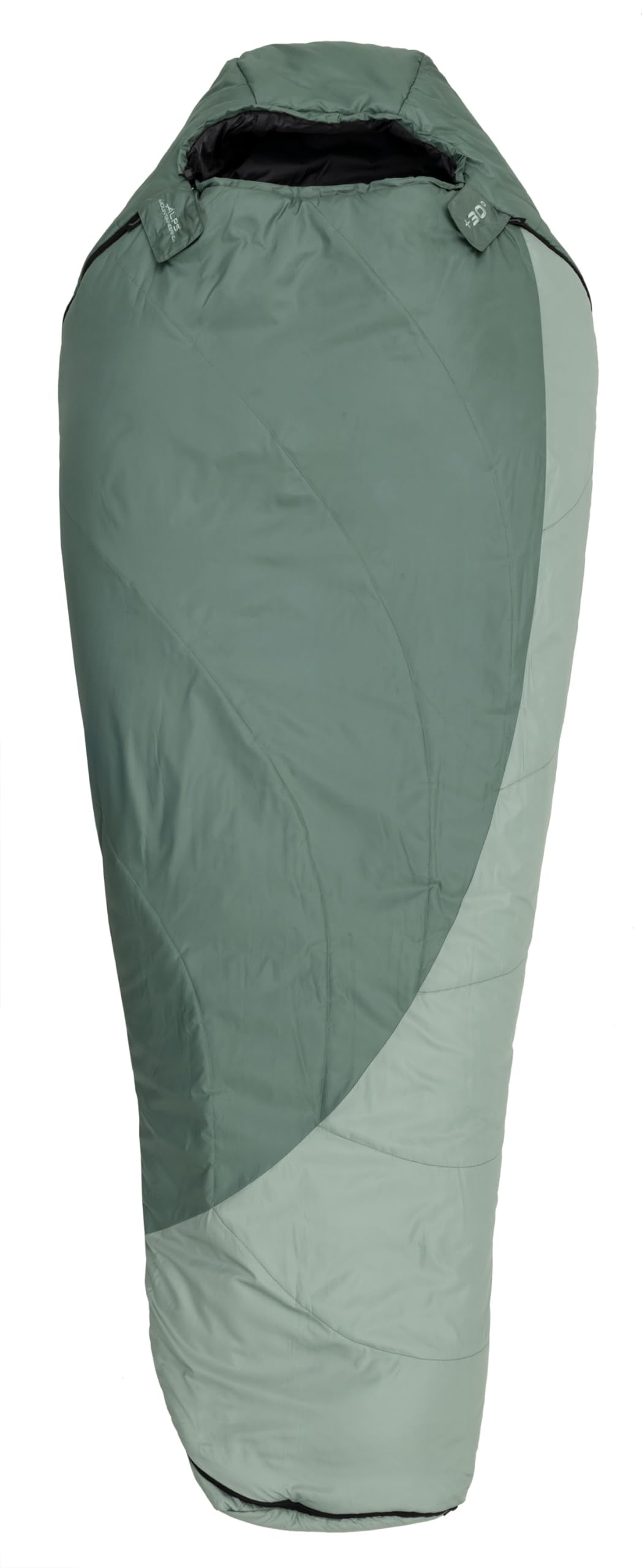 ALPS Mountaineering Genesis exterior sleeping bag with recycled ripstop fabric for durable camping warmth.