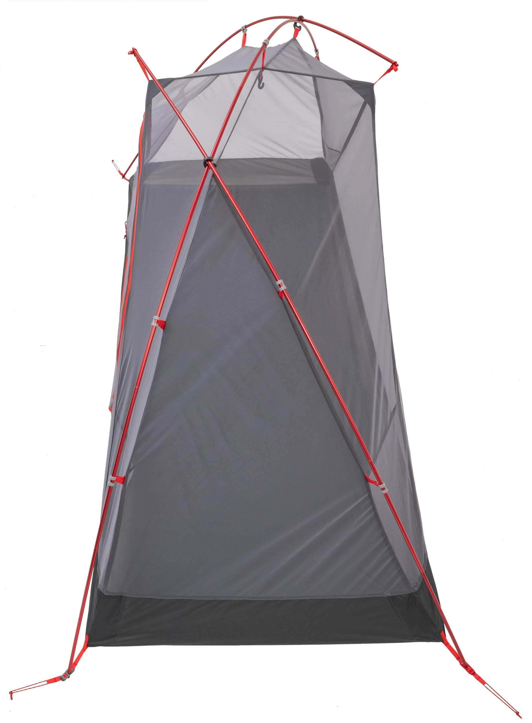 Aluminum hardware connection shows taut fly system in windy conditions