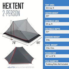 ALPS Mountaineering Hex 2-P Tent side view highlights dual entry doors.
