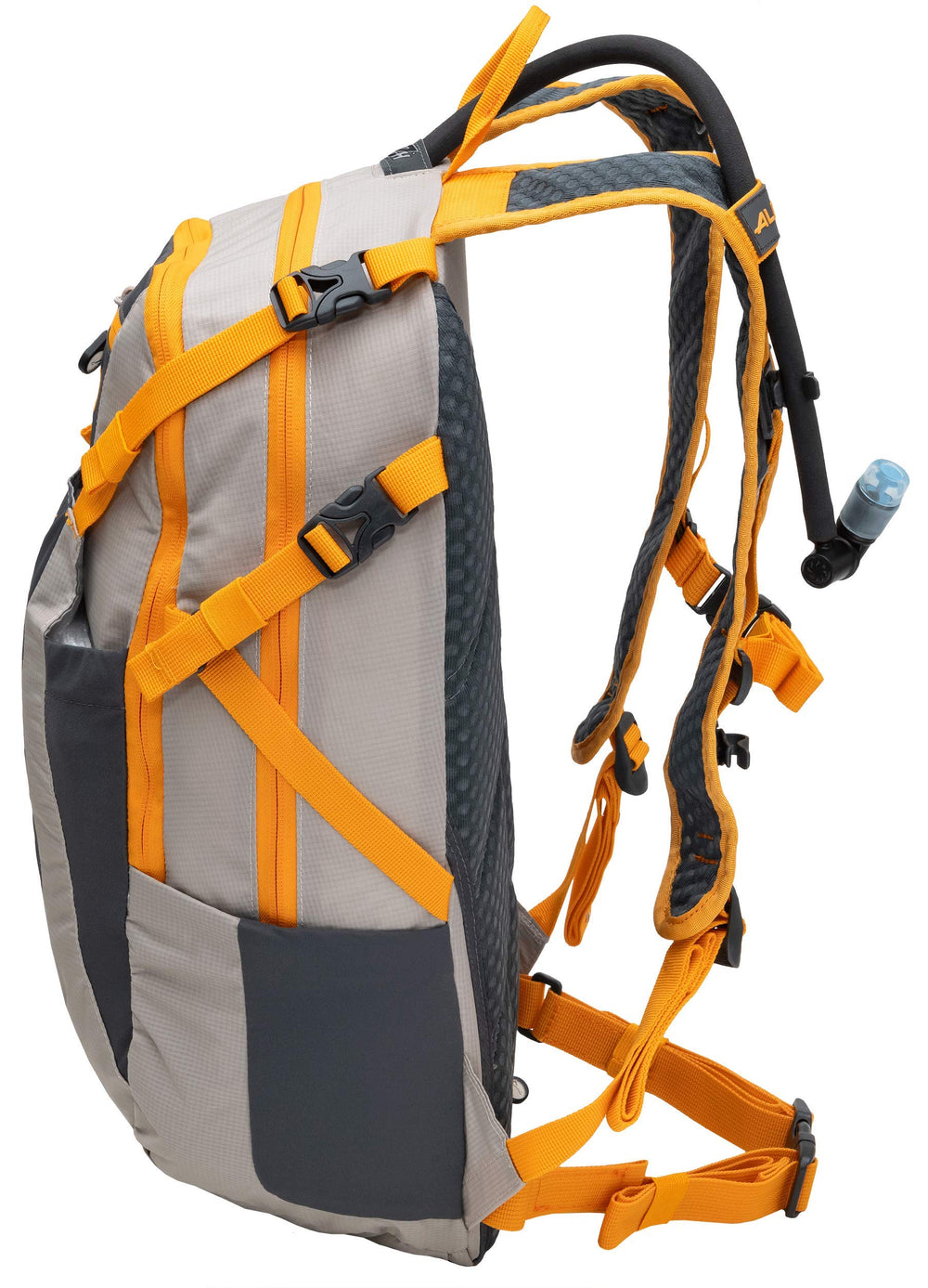 ALPS Mountaineering Hydro Trail 15L helmet pocket ready for helmet storage