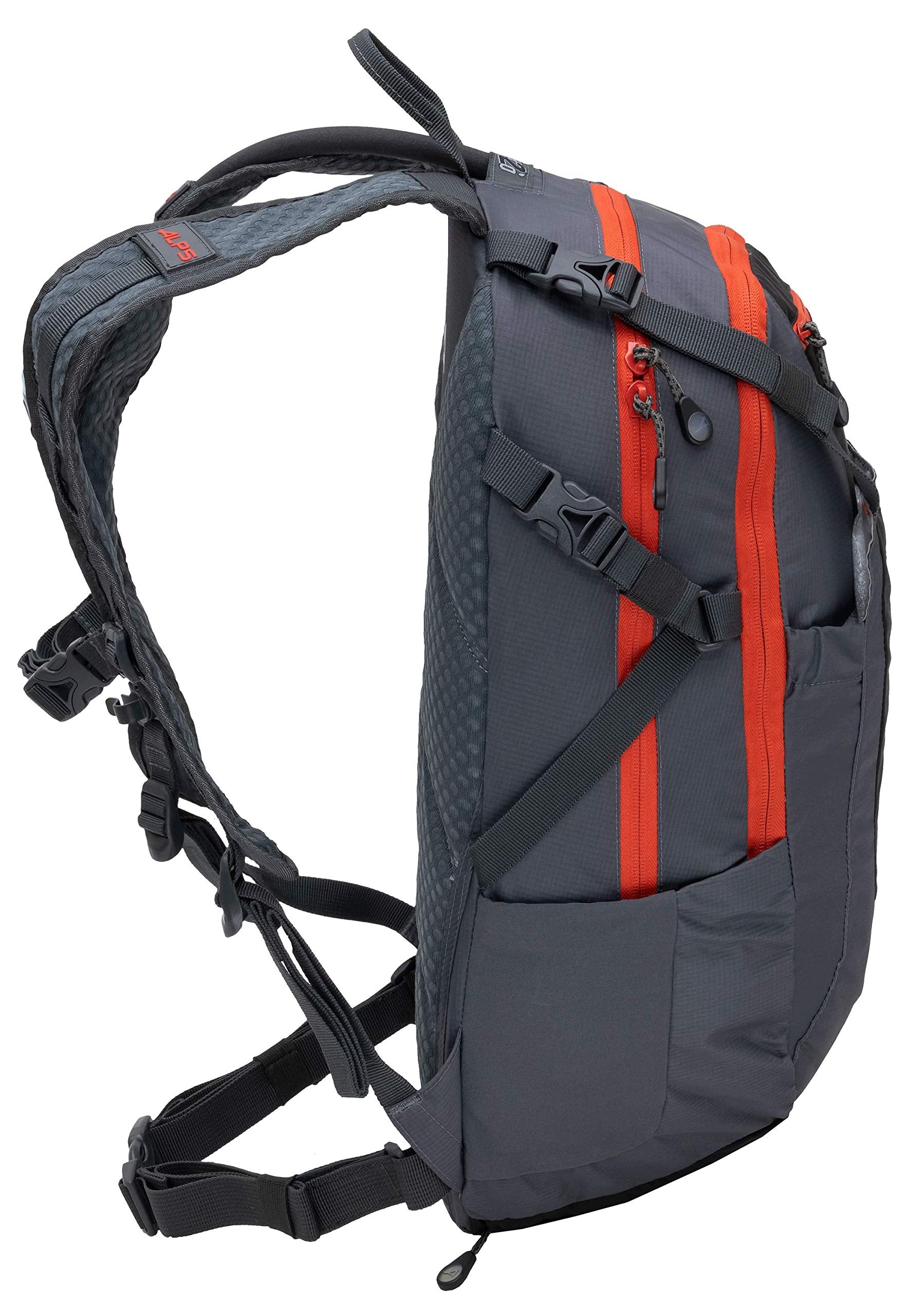 ALPS Mountaineering Hydro Trail 15L helmet pocket secures headgear during climbs