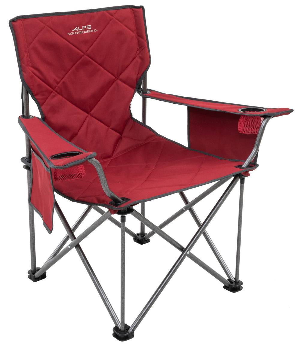 ALPS Mountaineering King Kong chair cup holders keep beverages stable by the fire.