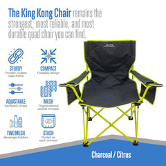 Folded ALPS Mountaineering King Kong chair demonstrates compact design for easy transport.