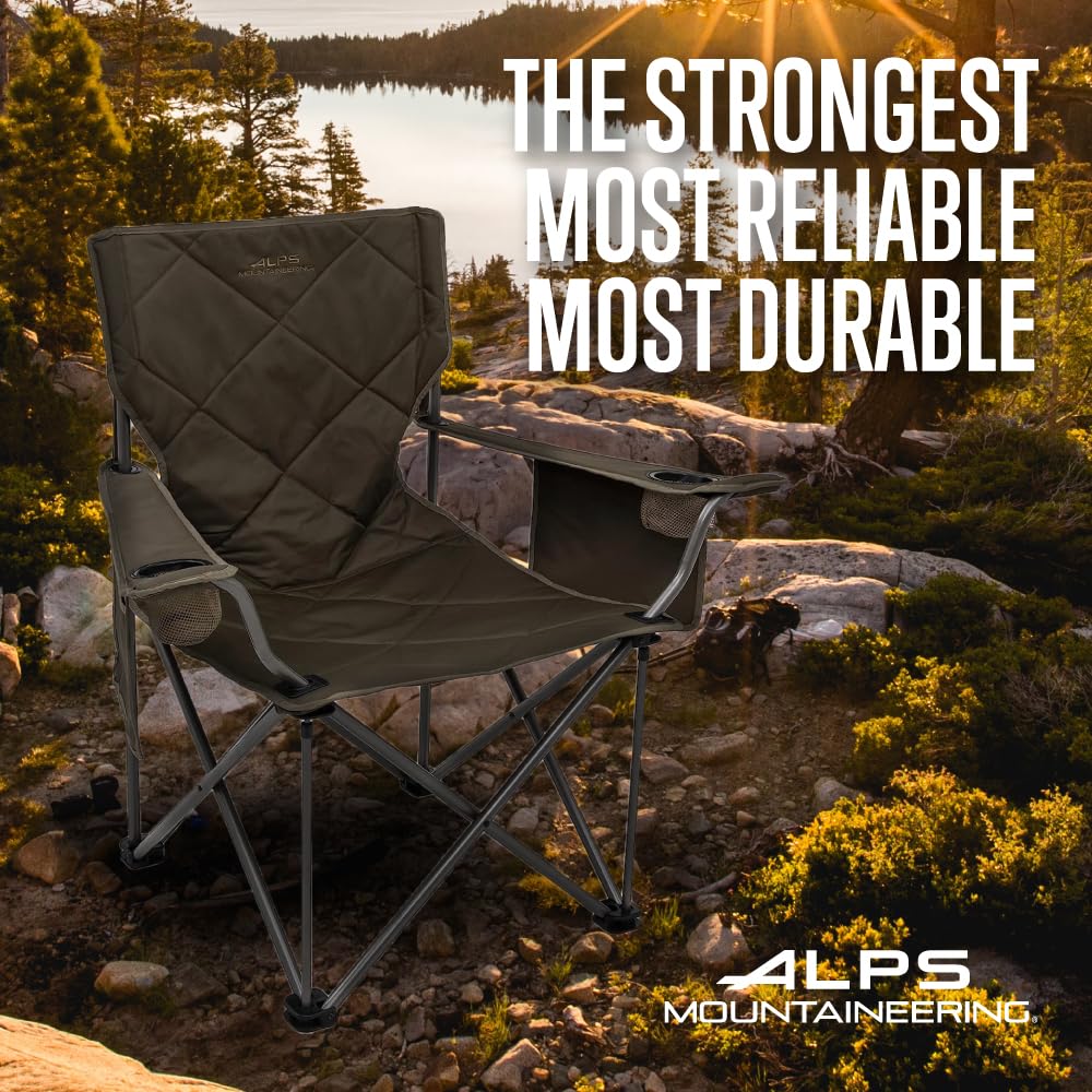 ALPS Mountaineering King Kong Chair 600D polyester fabric for long-lasting outdoor use.