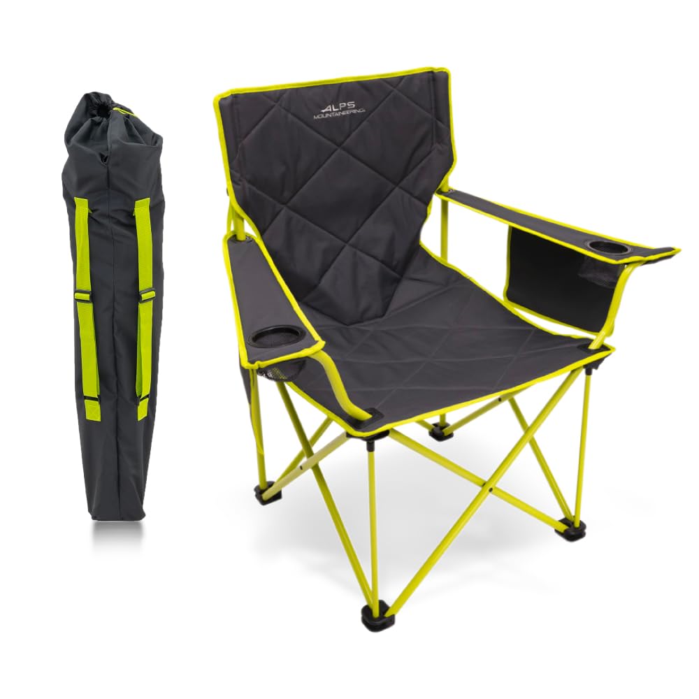 ALPS Mountaineering King Kong chair with side pockets keeps essentials within reach.
