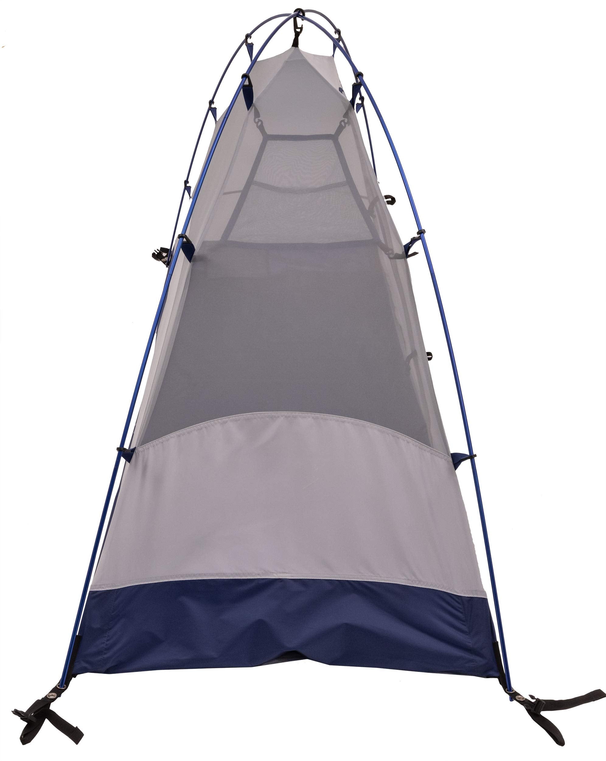 ALPS Mountaineering Lynx 1 2000 mm floor coating helps keep you dry on uneven ground.