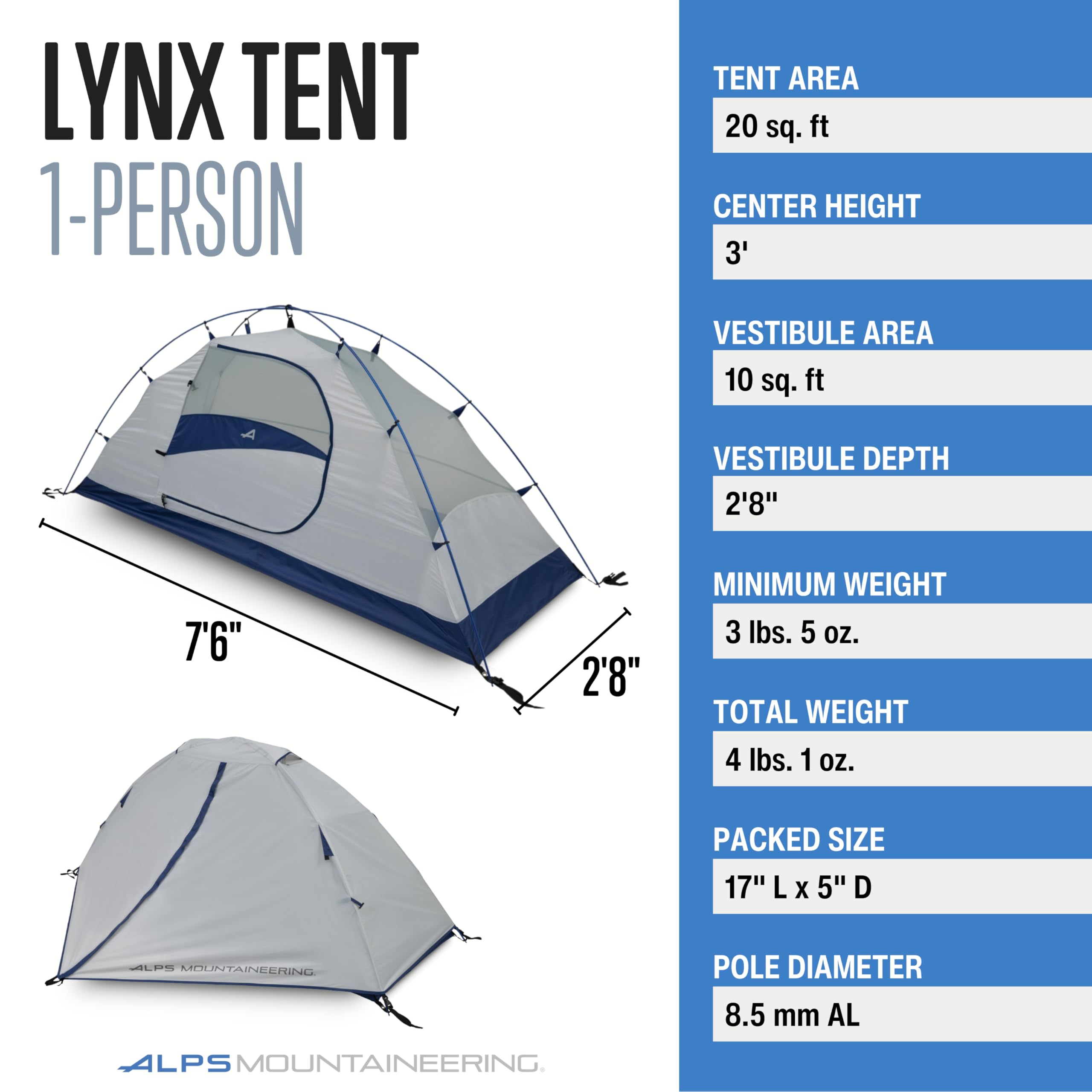 ALPS Mountaineering Lynx door zipper eight enables smooth entry and venting.