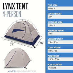 ALPS Mountaineering Lynx exterior side view shows spacious vestibules for gear storage.