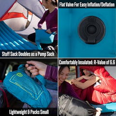 ALPS Mountaineering Pioneer Insulated Air Pad heat-reflection layers enhance warmth