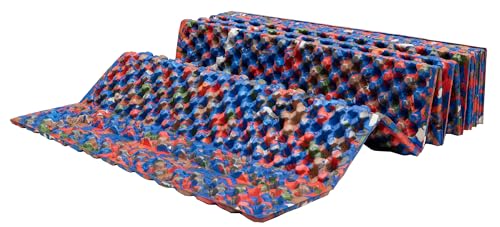 ALPS Mountaineering Reclaimed Foldable Foam Mat Confetti folded for compact packing on trips.