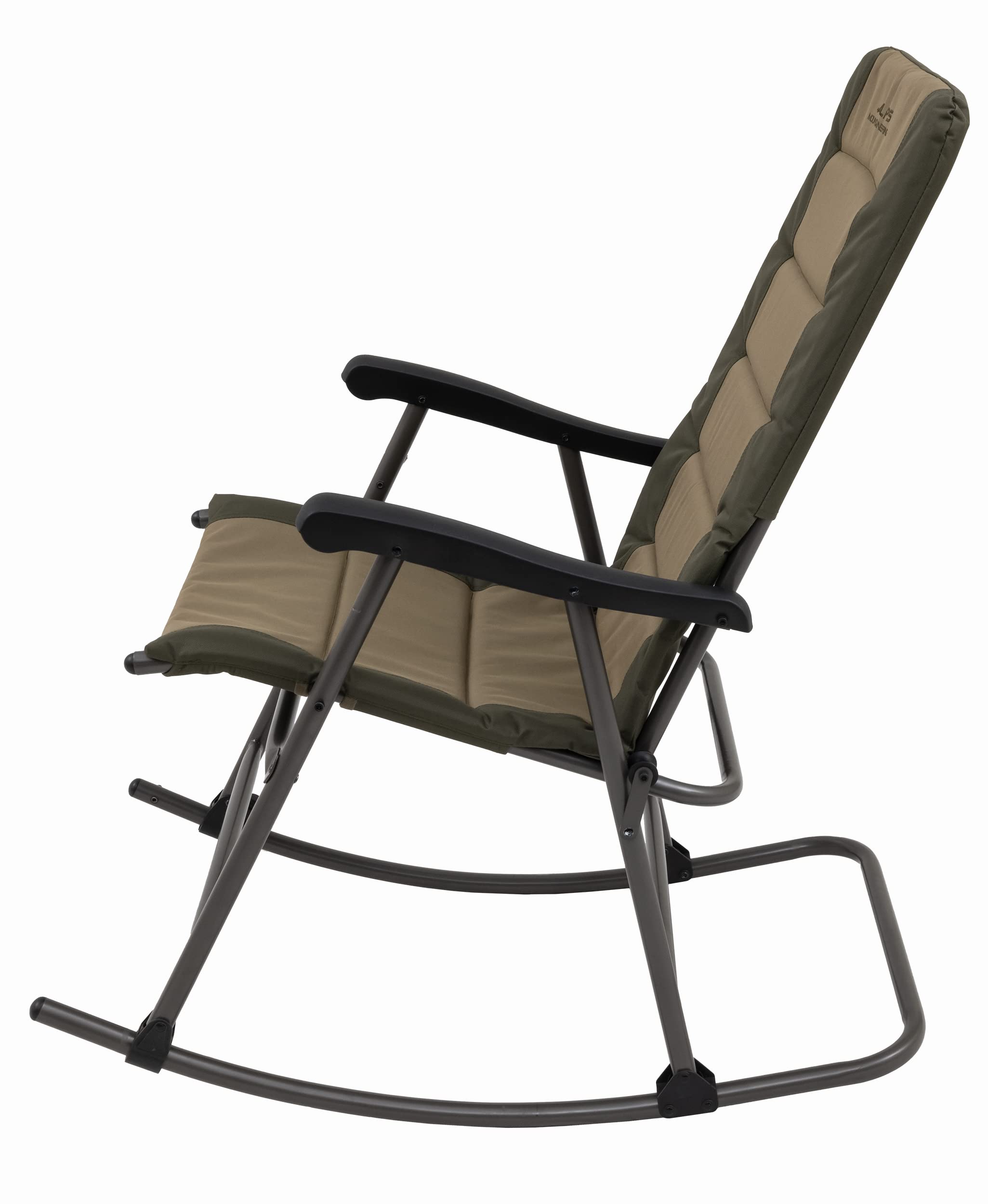 ALPS Mountaineering rocking chair on deck with secure lock.