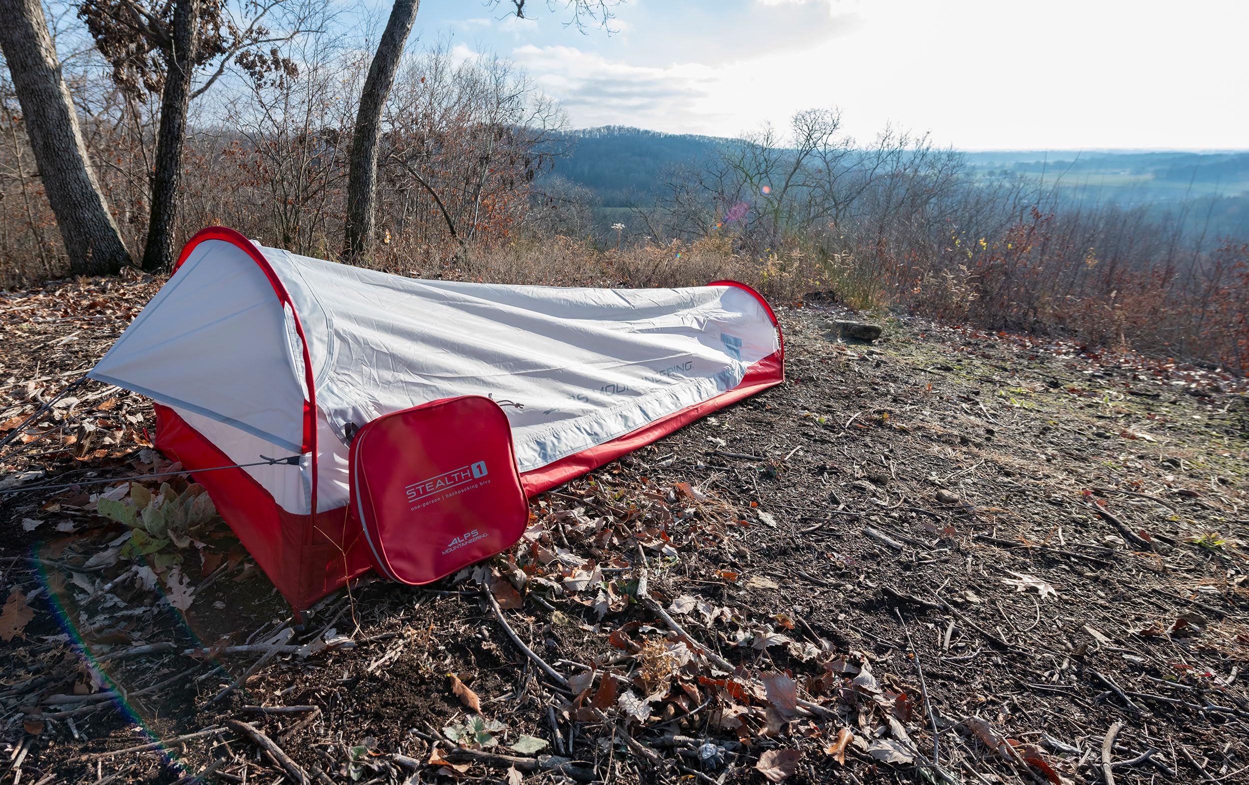 ALPS Mountaineering Stealth 1P Bivy Tent compact base size.