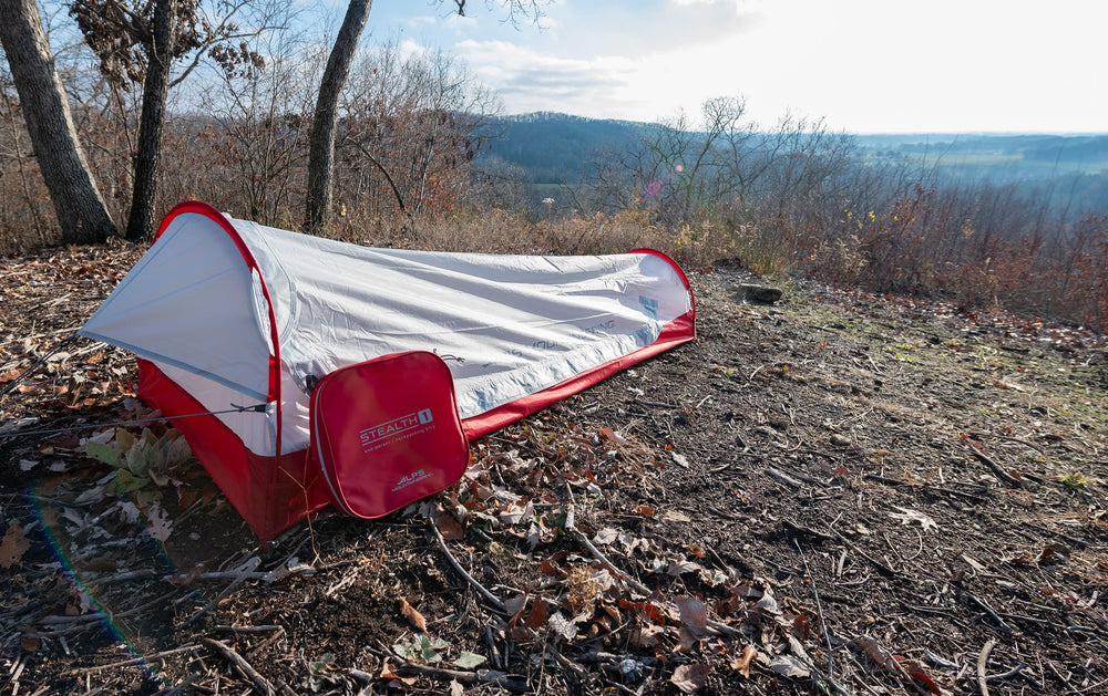 ALPS Mountaineering Stealth 1P Bivy Tent compact base size.