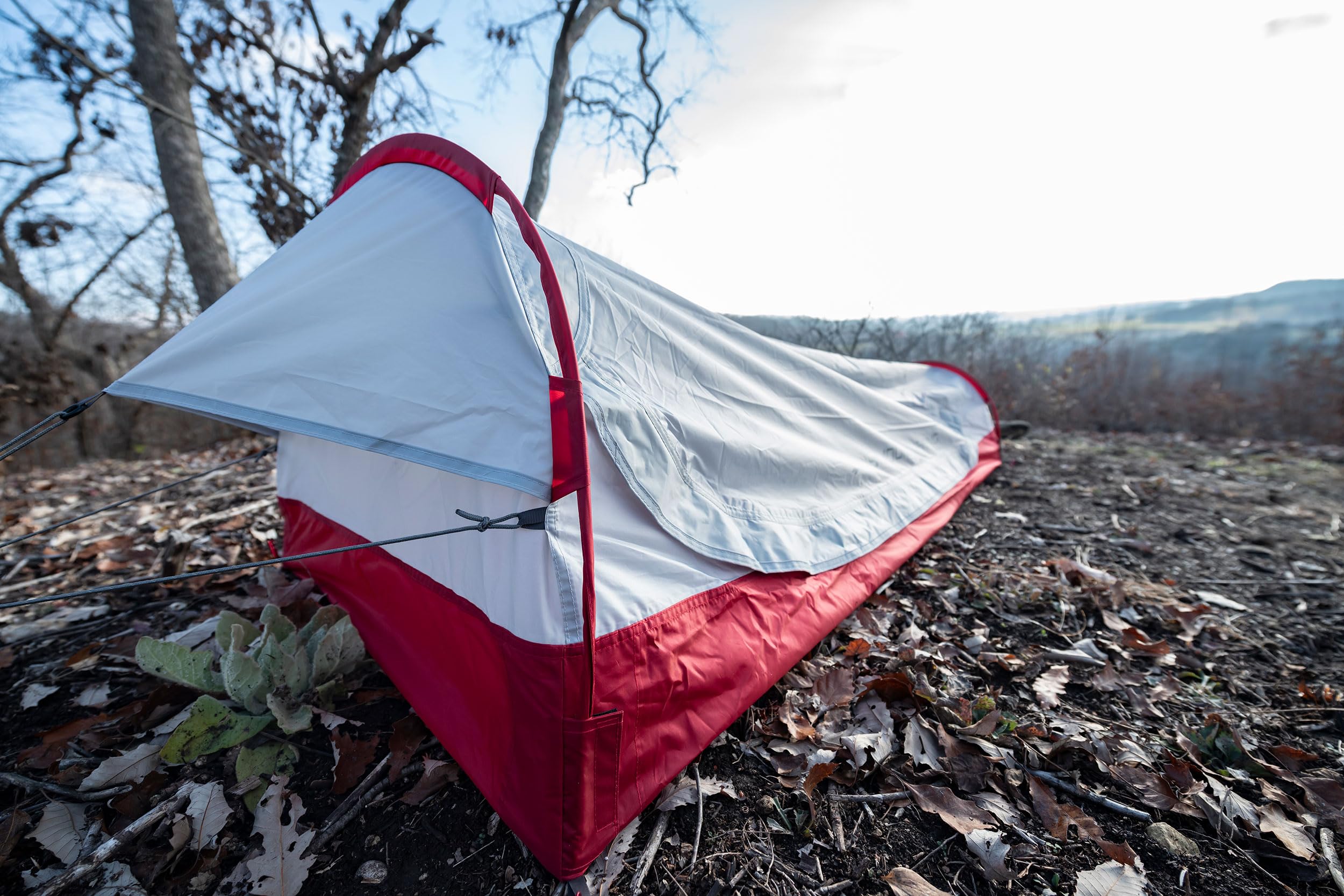 ALPS Mountaineering Stealth 1P Bivy Tent seam-taped construction resists leaks.