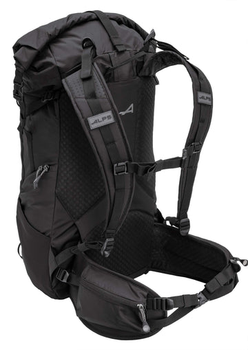 ALPS Mountaineering Tour 40L pack front view with roll-top closure expanded