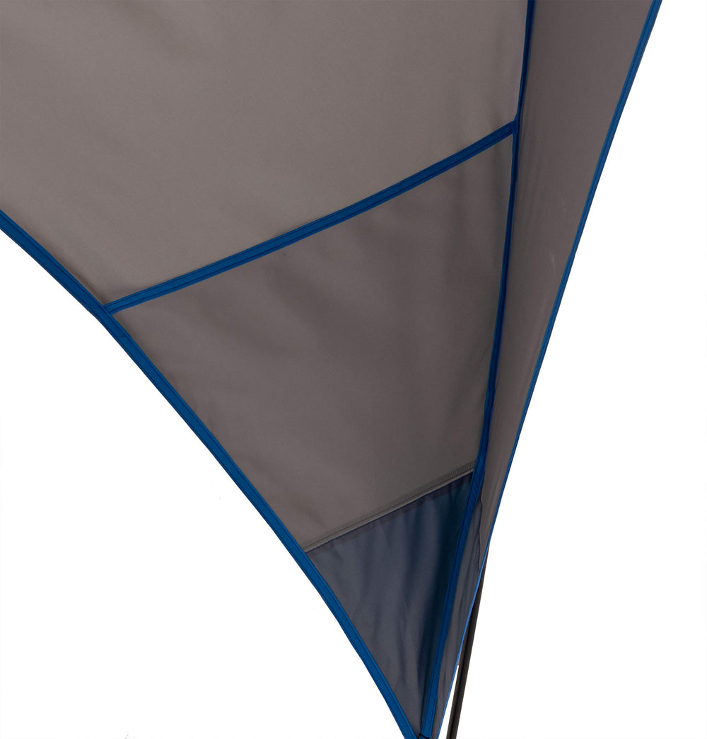 ALPS Mountaineering Tri-Awning Elite charcoal center light loop enables evening use.