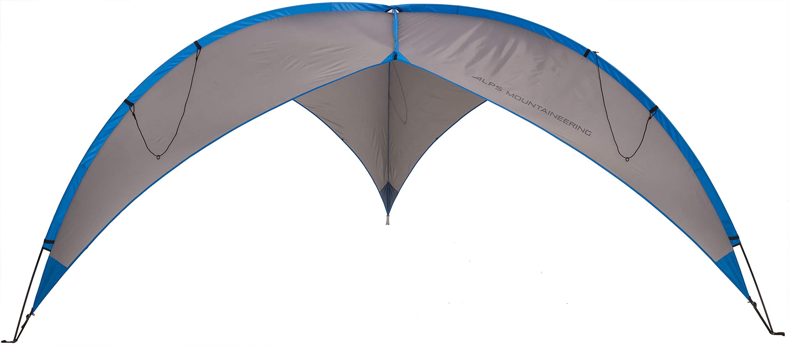 ALPS Mountaineering Tri-Awning Elite charcoal setup shows quick shade at a sunny campsite.