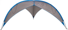 ALPS Mountaineering Tri-Awning Elite charcoal setup shows quick shade at a sunny campsite.