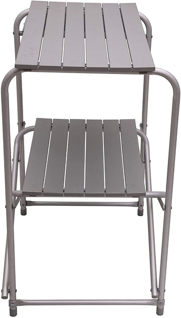 ALPS Mountaineering Utility Table features an anodized aluminum frame.