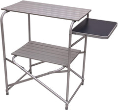 ALPS Mountaineering Utility Table with pop-up side table for extra workspace.